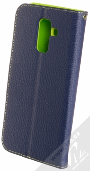 Forcell Fancy Book flipové pouzdro pro Samsung Galaxy A6 Plus (2018) modrá limetkově zelená (blue lime) zezadu