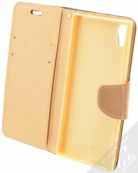 Forcell Fancy Book flipové pouzdro pro Sony Xperia XA1 černá zlatá (black gold) otevřené