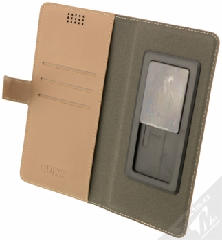 Guess 4G Universal Booktype XL univerzální flipové pouzdro pro mobilní telefon, mobil, smartphone 5,2 až 5,7 (GUBKXLT4GB) hnědá (brown) otevřené