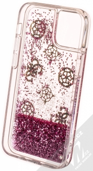 Guess Peony Liquid Glitter ochranný kryt s přesýpacím efektem třpytek pro Apple iPhone 13 mini (GUHCP13SLGPEPI) zlatá růžová (gold pink) zepředu