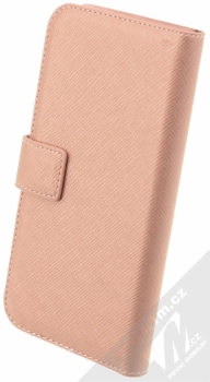 Guess Saffiano Universal Booktype M univerzální flipové pouzdro pro mobilní telefon, mobil, smartphone 4 až 4,5 (GUBKMTRO) růžovo zlatá (rose gold) zezadu