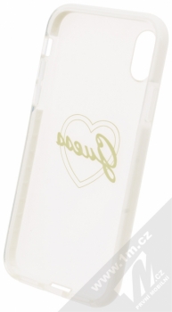 Guess ShockProof Heart Case odolný ochranný kryt pro Apple iPhone X (GUHCPXSHGO) průhledná bílá (transparent white) zepředu