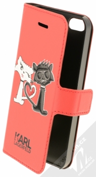 Karl Lagerfeld Choupette in Love Booktype Case flipové pouzdro pro Apple iPhone 5, iPhone 5S, iPhone SE (KLFLBKPSECL1RE) červená (red)