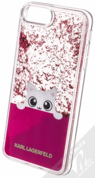 Karl Lagerfeld Peek a Boo Liquid Glitter Case ochranný kryt s přesýpacím efektem třpytek pro Apple iPhone 6 Plus, iPhone 6S Plus, iPhone 7 Plus, iPhone 8 Plus (KLHCI8LPABGFU) sytě růžová (fuchsia) animace 3
