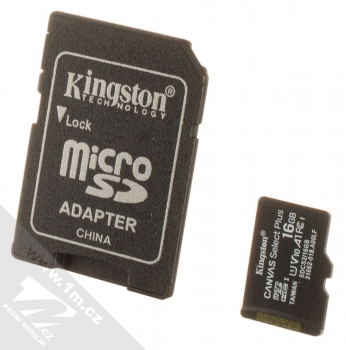 Kingston Canvas Select Plus microSDHC 16GB Speed Class I (U1) V10 paměťová karta + adaptér SD černá (black)