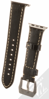 Maikes Crocodile Leather Strap kožený pásek na zápěstí pro Apple Watch 38mm černá (black) zezadu