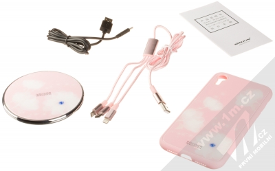Nillkin Fancy Gift Set sada ochranného krytu, USB kabelu a podložky pro bezdrátové nabíjení pro Apple iPhone XR růžová (pink) balení