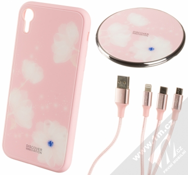 Nillkin Fancy Gift Set sada ochranného krytu, USB kabelu a podložky pro bezdrátové nabíjení pro Apple iPhone XR růžová (pink)