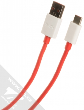 OnePlus DC0504B44GB originální nabíječka do sítě s USB výstupem 4A a USB kabel s USB Type-C konektorem bílá červená (white red) USB kabel konektory