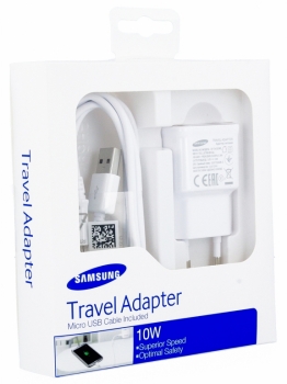 Samsung EP-TA12EWEU originální nabíječka 10W s USB výstupem 2A + Samsung ECB-DU4EWE USB kabel s microUSB konektorem bílá (white) krabička
