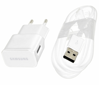 Samsung EP-TA12EWEU originální nabíječka 10W s USB výstupem 2A + Samsung ECB-DU4EWE USB kabel s microUSB konektorem bílá (white)
