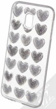 Sligo Heart 3D třpytivý ochranný kryt s 3D motivem pro Samsung Galaxy J3 (2017) černá stříbrná (black silver)