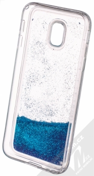 Sligo Liquid Pearl Full ochranný kryt s přesýpacím efektem třpytek pro Samsung Galaxy J3 (2017) modrá (blue) zepředu