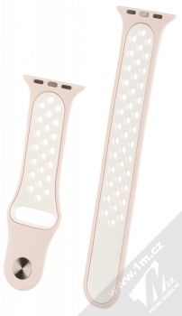 Tactical Double Color Strap silikonový pásek na zápěstí pro Apple Watch 38mm, Watch 40mm světle růžová bílá (light pink white) zezadu