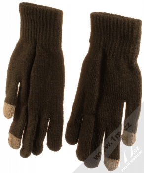 URan Multiway 2in1 Women Touch Gloves dámské pletené rukavice s bambulkou pro kapacitní dotykový displej tmavě hnědá (dark brown) rukavice dlaně