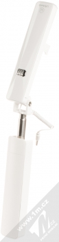 USAMS M2 Mini Selfie Stick miniaturní selfie tyčka s tlačítkem spouště přes audio konektor jack 3,5mm bílá (white) zezadu