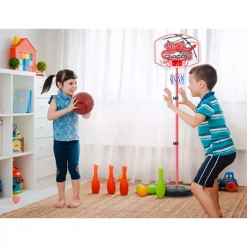 1Mcz Sada dětských sportovních her 2v1, dětský basketbalový koš, basketbalový míč, pumpička, luk a šípy vícebarevné (multicolored)