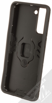 1Mcz Armor Ring odolný ochranný kryt s držákem na prst pro Samsung Galaxy S21 Plus černá (black) zepředu