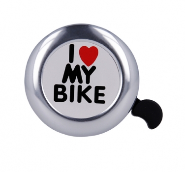 1Mcz BB-002 zvonek Miluju své kolo na kolo a koloběžku stříbrný (silver)