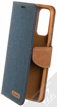 1Mcz Canvas Book flipové pouzdro pro Xiaomi Redmi Note 11 (Global version), Note 11S (Global version) tmavě modrá hnědá (dark blue camel)