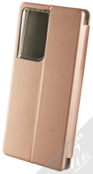 1Mcz Elegance Book flipové pouzdro pro Samsung Galaxy S21 Ultra růžově zlatá (rose gold) zezadu
