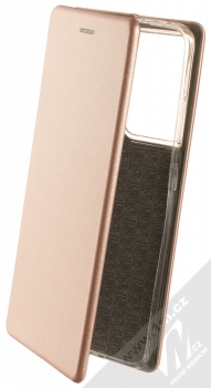 1Mcz Elegance Book flipové pouzdro pro Samsung Galaxy S21 Ultra růžově zlatá (rose gold)