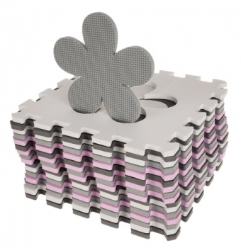 1Mcz EVA Foam pěnové puzzle 30 x 30 cm 36 ks černá, šedá, bílá, růžová (black, grey, white, pink)