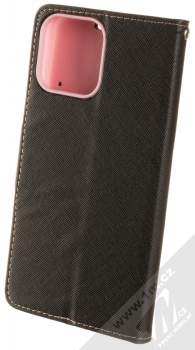 1Mcz Fancy Book flipové pouzdro pro Apple iPhone 13 Pro Max černá růžová (black pink) zezadu