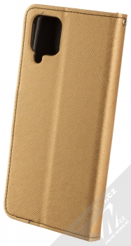 1Mcz Fancy Book flipové pouzdro pro Samsung Galaxy A12, Galaxy M12 zlatá černá (gold black) zezadu