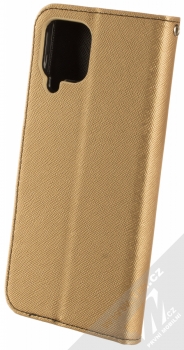 1Mcz Fancy Book flipové pouzdro pro Samsung Galaxy A22 zlatá černá (gold black) zezadu