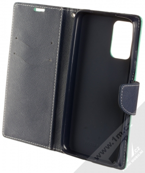 1Mcz Fancy Book flipové pouzdro pro Xiaomi Redmi 9T, Poco M3 mátově zelená modrá (mint blue) otevřené