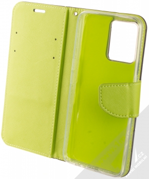 1Mcz Fancy-CY Book flipové pouzdro pro Realme 9 4G, Realme 9 Pro Plus modrá limetkově zelená (blue lime) otevřené