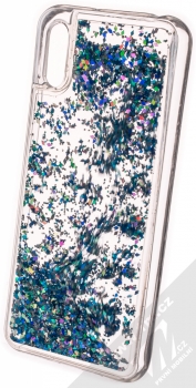 1Mcz Liquid Diamond Sparkle ochranný kryt s přesýpacím efektem třpytek pro Xiaomi Redmi 9A, Redmi 9AT tyrkysová (turquoise) zezadu