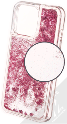 1Mcz Liquid Heart Sparkle ochranný kryt s přesýpacím efektem třpytek pro Apple iPhone 13 Pro světle růžová (light pink)