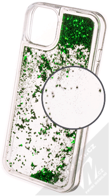 1Mcz Liquid Hexagon Sparkle ochranný kryt s přesýpacím efektem třpytek pro Apple iPhone 13 zelená (green)