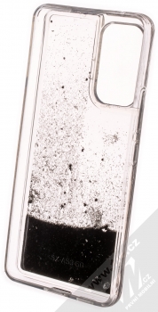 1Mcz Liquid Hexagon Sparkle ochranný kryt s přesýpacím efektem třpytek pro Samsung Galaxy A53 5G černá (black) zepředu