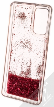 1Mcz Liquid Hexagon Sparkle ochranný kryt s přesýpacím efektem třpytek pro Samsung Galaxy A72, Galaxy A72 5G červená (red) zepředu