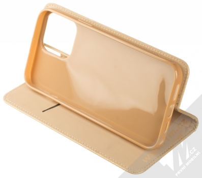1Mcz Magnet Book Color flipové pouzdro pro Apple iPhone 13 Pro Max zlatá (gold) stojánek