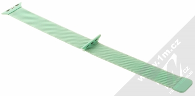 1Mcz Milanese magnetický řemínek z leštěného kovu pro Apple Watch 38mm, Watch 40mm, Watch 41mm mátově zelená (mint green) rozepnuté