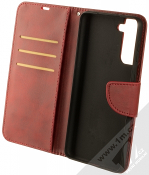 1Mcz Porter Book flipové pouzdro pro Samsung Galaxy S21 Plus tmavě červená (dark red) otevřené