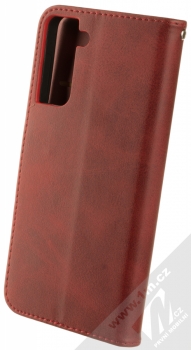1Mcz Porter Book flipové pouzdro pro Samsung Galaxy S21 Plus tmavě červená (dark red) zezadu