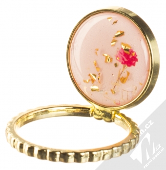 1Mcz Ring Emblém Růže držák na prst světle růžová (light pink) držák