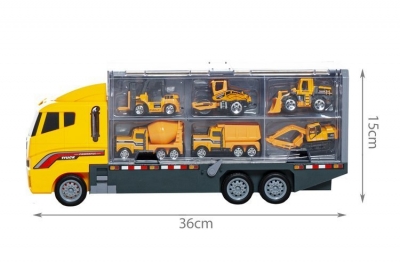 1Mcz RJ6911 Odtahové vozidlo s 6 stavbařskými vozidly žlutá šedá (yellow grey)