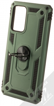 1Mcz Shield Ring odolný ochranný kryt s držákem na prst pro Samsung Galaxy A72, Galaxy A72 5G mechově zelená (moss green) držák