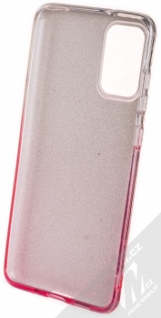 1Mcz Shining Duo TPU třpytivý ochranný kryt pro Samsung Galaxy S20 Plus stříbrná růžová (silver pink) zepředu