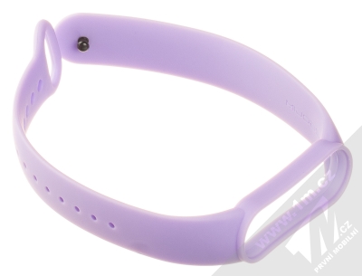 1Mcz Silikonový sportovní řemínek pro pro Xiaomi Mi Band 5, Mi Band 6 šeříkově fialová (lilac) rozepnuté