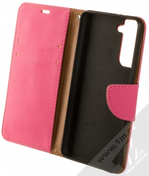 1Mcz Stranding Book flipové pouzdro pro Samsung Galaxy S21 sytě růžová (hot pink) otevřené