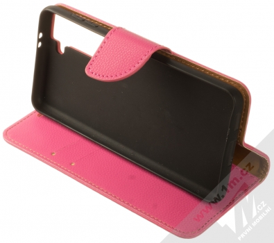 1Mcz Stranding Book flipové pouzdro pro Samsung Galaxy S21 sytě růžová (hot pink) stojánek