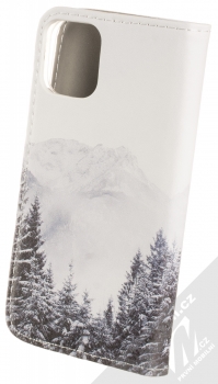 1Mcz Trendy Book Hora a zasněžený les 1 flipové pouzdro pro Apple iPhone 12 mini bílá (white) zezadu