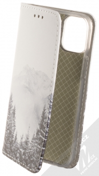 1Mcz Trendy Book Hora a zasněžený les 1 flipové pouzdro pro Apple iPhone 12 mini bílá (white)